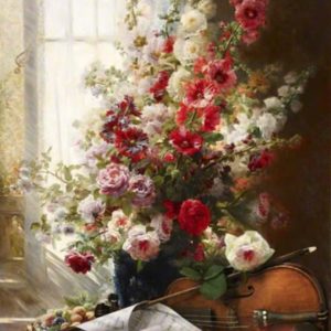 Le Bouquet et violon oeuvre originale de Daniel Trammer